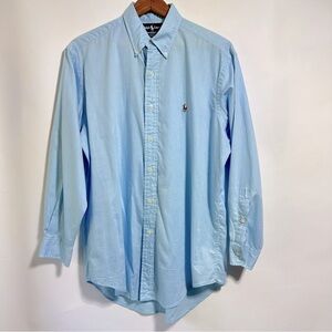 Ralph Lauren Yarmouth cotton pinpoint oxford blue button up dress shirt 15 1/2